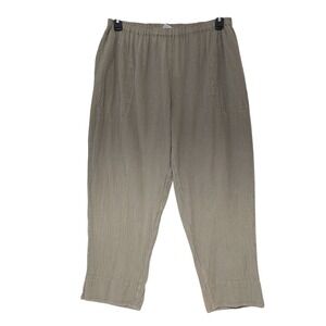 Oh My Gauze Women's Pants Size 2  Coastal Lagenlook Baggy Beige Boho Side Slit